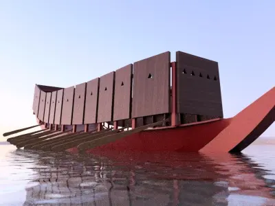 Sengoku period Samurai warship- Hayabune Low-poly 3D model
