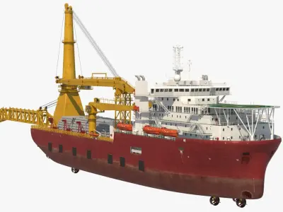 Offshore Oil and Gas Operational Drilling and Laying Vessels 3D model