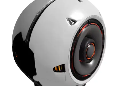 Futuristic SciFi Spherical Speaker Low-poly 3D model