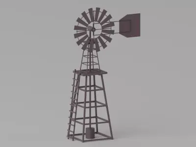 Cartoon Western Windmill 3D model