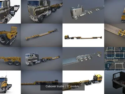 Cabover trucks 3D Model Pack