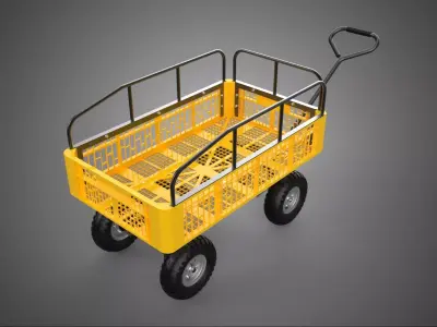 CRATE TRAY BED RAILS RACK FENCE CAGE TROLLEY CART WAGON TRAILER 3D model