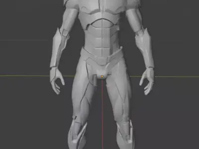 sci-fi armored suit blue color with red strips villain look Low-poly 3D model