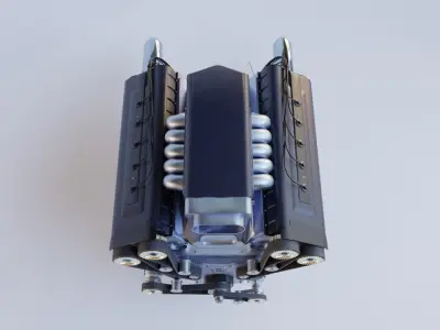 Highly-detailed V10 Engine 3D Model with Realistic Textures 3D model