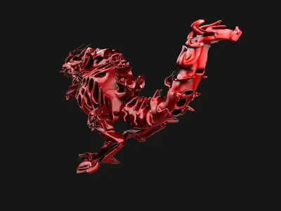 abstract robotic futuristic dinosaur 3D model