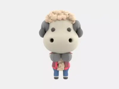Cute Sheep 3D Illustration 3D model shop
