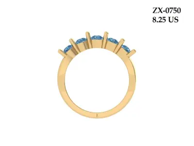 Solitaire Wedding Band 3D print model 4