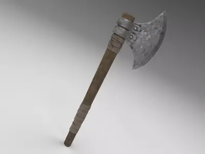 Medieval battle axe 2 Low-poly 3D model
