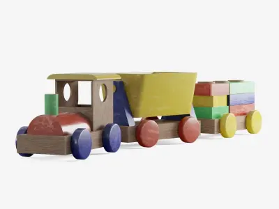 Toy Train Set Low-poly 3D model