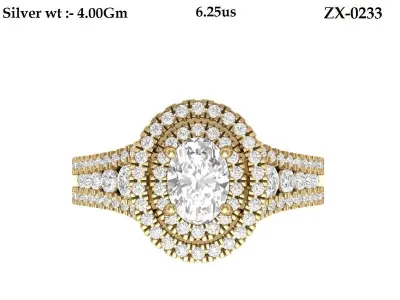 Oval Art Deco Ring 3D print model 19