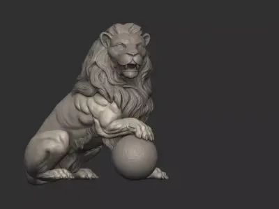 Spanish Parliament Lion Statue 1865 Neoclassical Bronze Lion 3D print model
