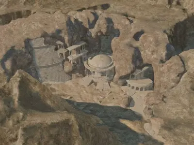 Ancient Cave Ruins Environment Partially Destroyed Temple 3D model
