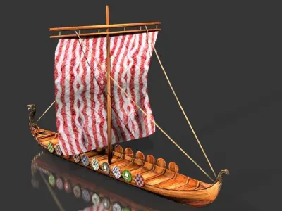 Boat 3d low poly old boat 3D model