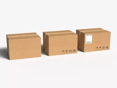 Cardboard Box Set  - Small Medium Large - Open Closed PBR Pack