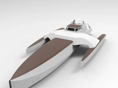 Trimaran Boat Low-poly 3D model
