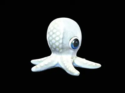 Cute white little octopus 3D model