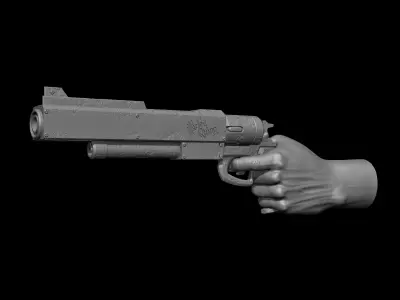 Gun with Hand 02 3D Model 3D print model purchase