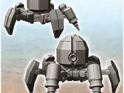 Mining spider robot with double drill and legs 3 - Future Sci-Fi 3D print model