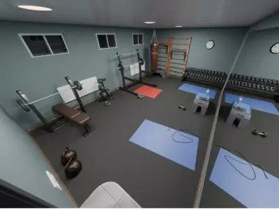 Basement Home Gym Interior Pack 3D model