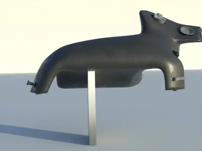 Throttle grip for fighter jet 3D model PBR