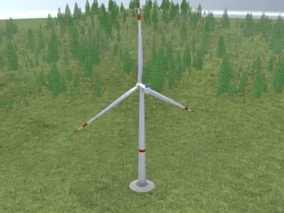 Wind-turbine with foundation V1 H-115 RD 172 m Low-poly 3D model