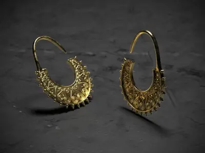Ancient Earrings Low-poly 3D model