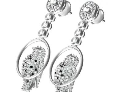 Antique Diamond Bird Hip Hop Earring 3D print model
