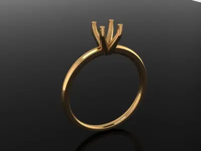 Dainty Solitaire 4 Prong Engagement Ring 5MM 3D print model