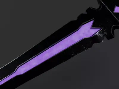 medieval fantasy sword The Violet Requiem vol1-game ready PBR  Low-poly 3D model