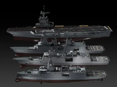 Modern French navy warships 3D Model Pack