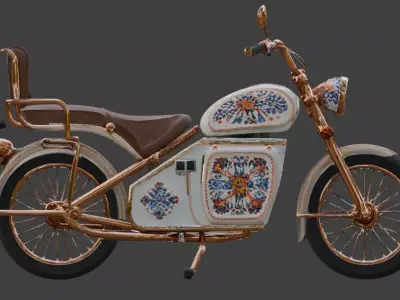 Luxury Jeweled Mexican Talavera Cruiser Motorcycle Low-poly 3D model purchase