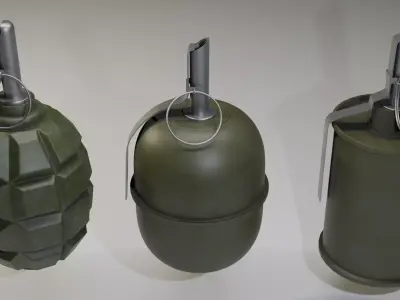 3 Soviet and 3 USA grenades Free 3D model