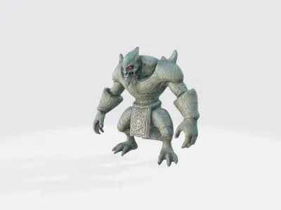 A large muscular gray monster with horns 3D model