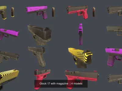 Glock 17 with magazine  3D Model Pack