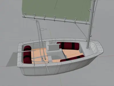 Dinghy 3d sailboat Low-poly 3D model