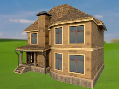 House homestead villa PBR  game ready Low-poly 3D model