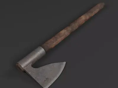 Medieval One-Handed Axe  Game-Ready PBR Weapon Low-poly 3D model