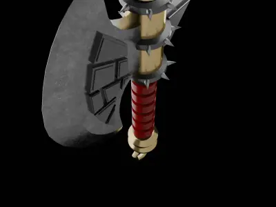 Fantasy Double Edged Battle Axe  Stylized Game Weapon Low-poly 3D model