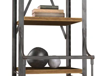 Narrow Bookcase French Library 3D model