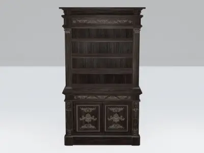 Closet 1 PBR ornate bookcase Low-poly 3D model