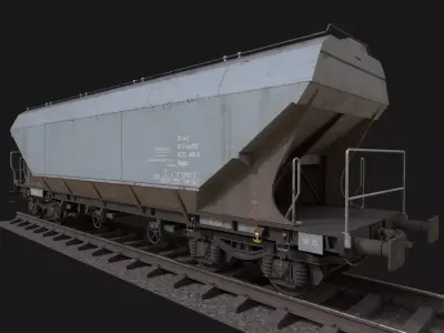 Hopper Railcar Low-poly 3D model