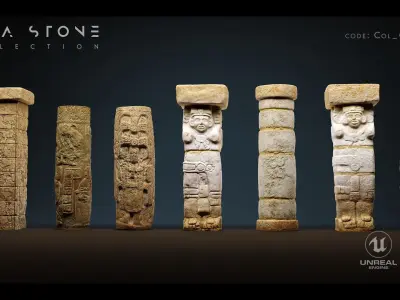 Mayan Stone 04 PBR 4K Low-poly 3D model