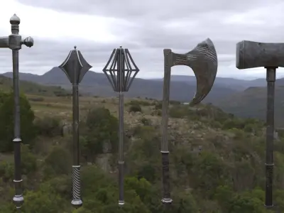 Medieval slavic weapons game asset  Low-poly 3D model