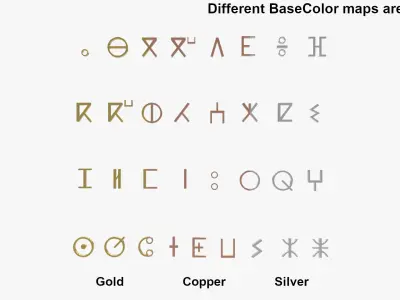 Metal Tifinagh Alphabet 3D model