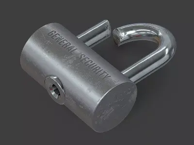 Broken Padlock Low-poly 3D model