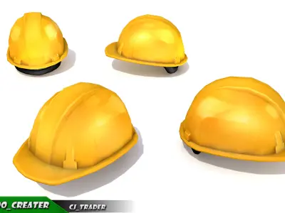 Worker Helmet Yellow Safety Helmet Lowpoly 3d model Low-poly 3D model