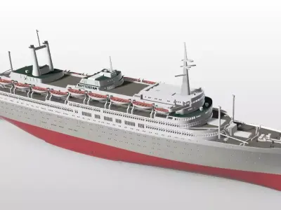 SS ROTTERDAM V ocean liner print ready  full hull and waterline 3D print model
