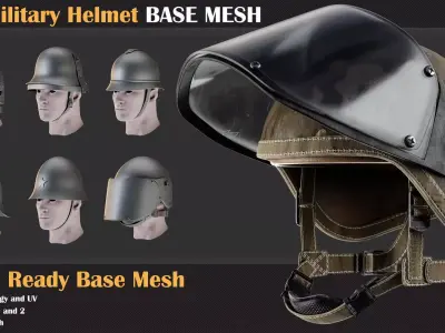 25 Military Helmet BASE MESH - VOL 10 3D model