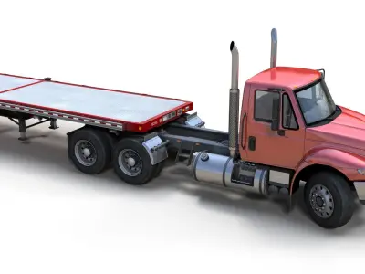 International Durastar flatbed trailer Low-poly 3D model