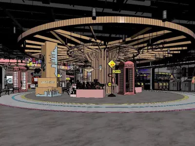 Industrial-style shopping mall - amusement park - toy store 3D model